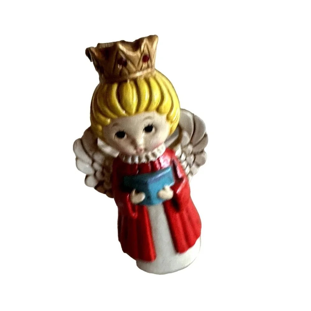 Vintage 1970s Chalkware‎ Christmas Angels Candleholder Set of 2